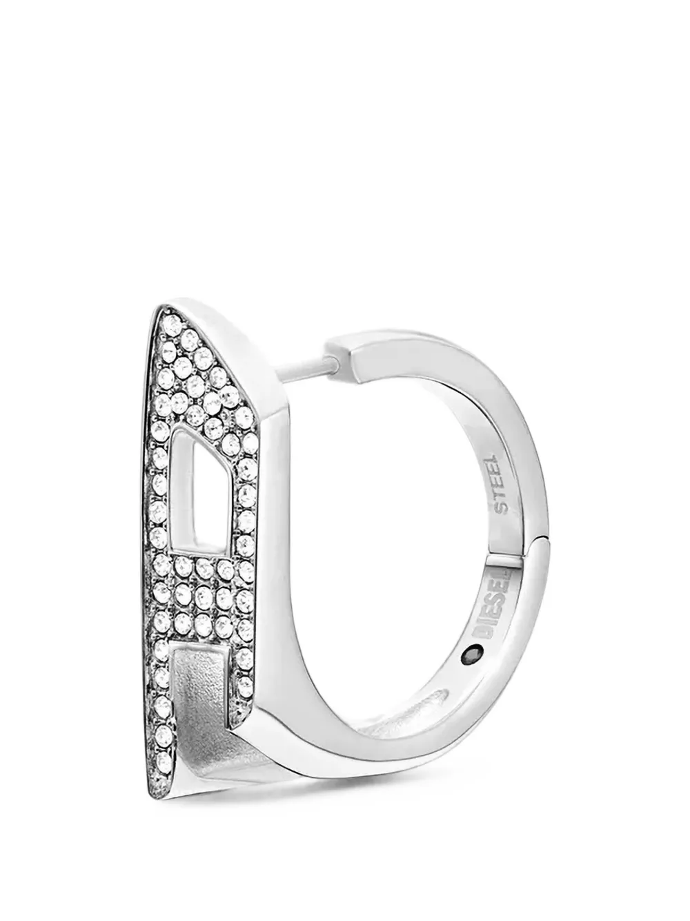 Diesel crystal-embellished Oval D hoop earring