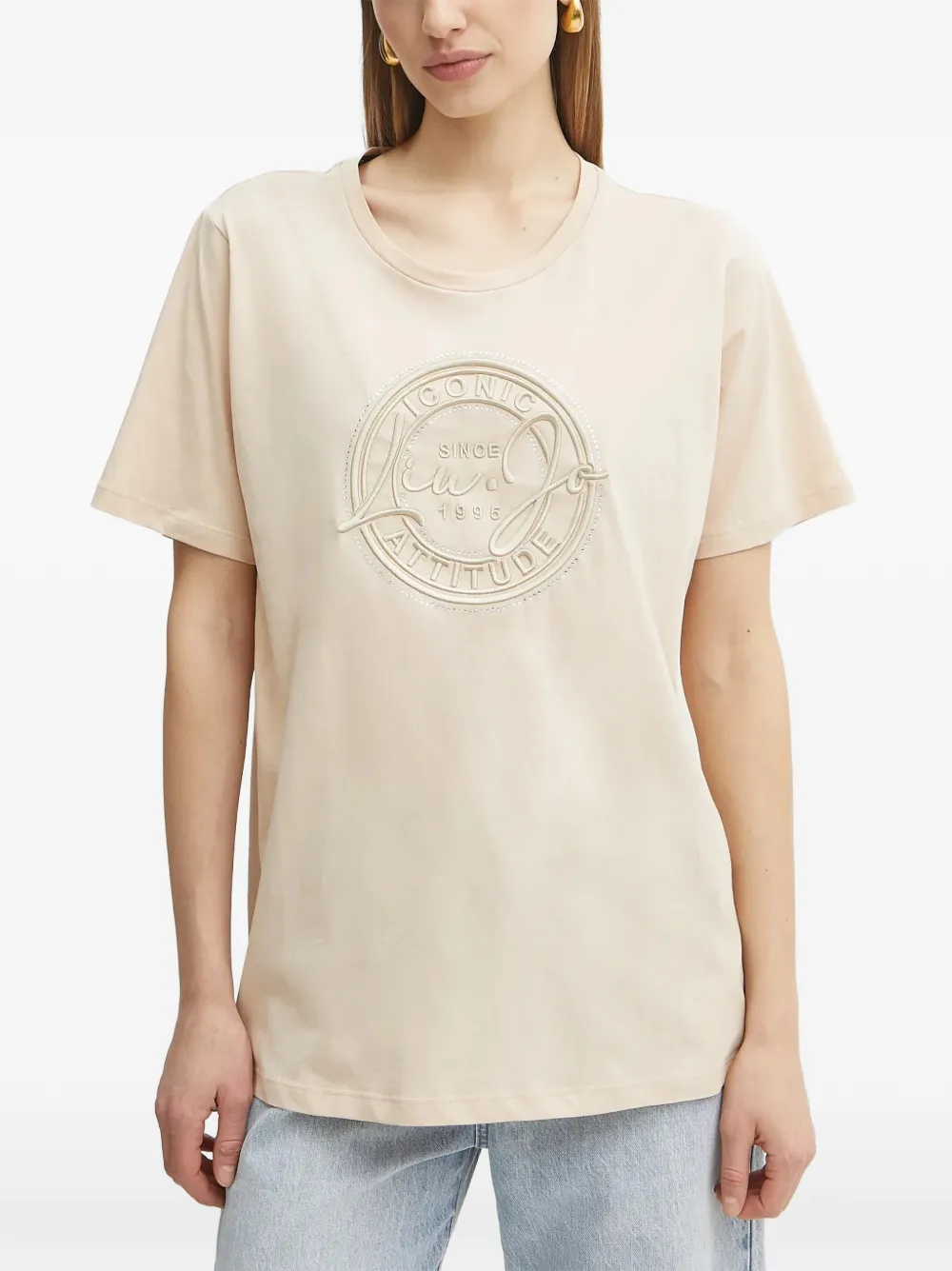 LIU JO embroidered-logo round-neck T-shirt