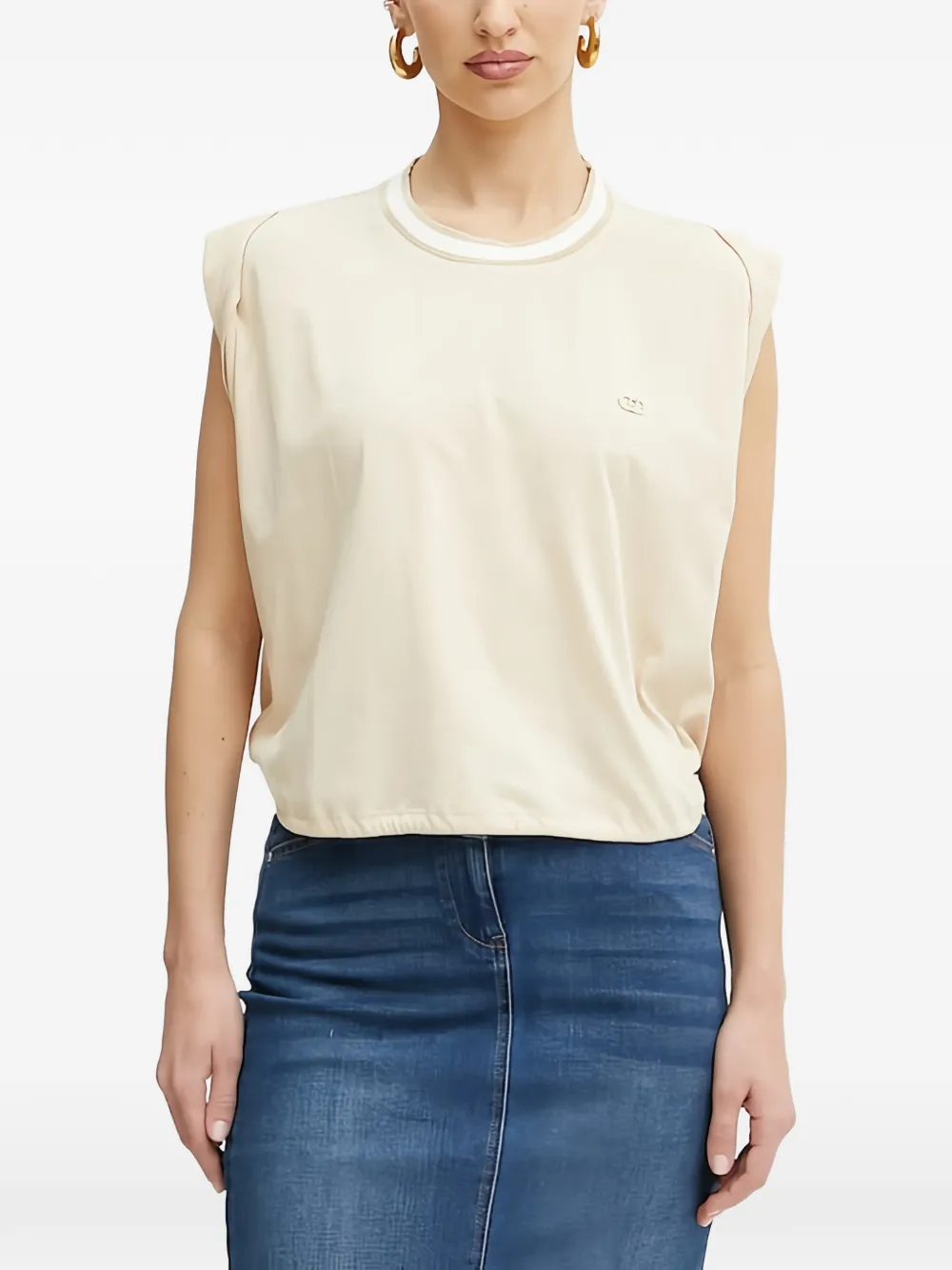 LIU JO padded shoulders T-shirt - Nude