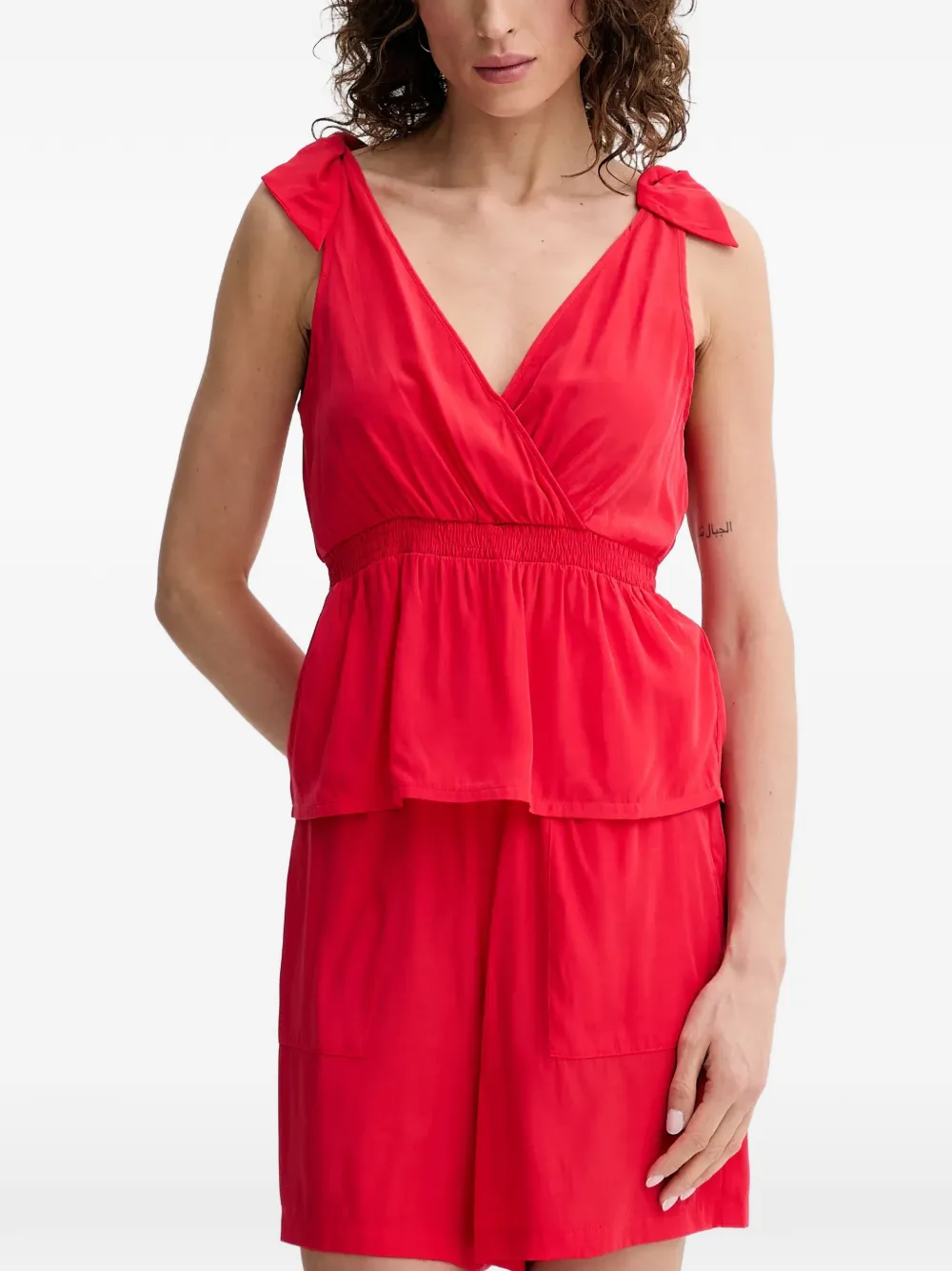 LIU JO bow-detail peplum blouse - Rosso