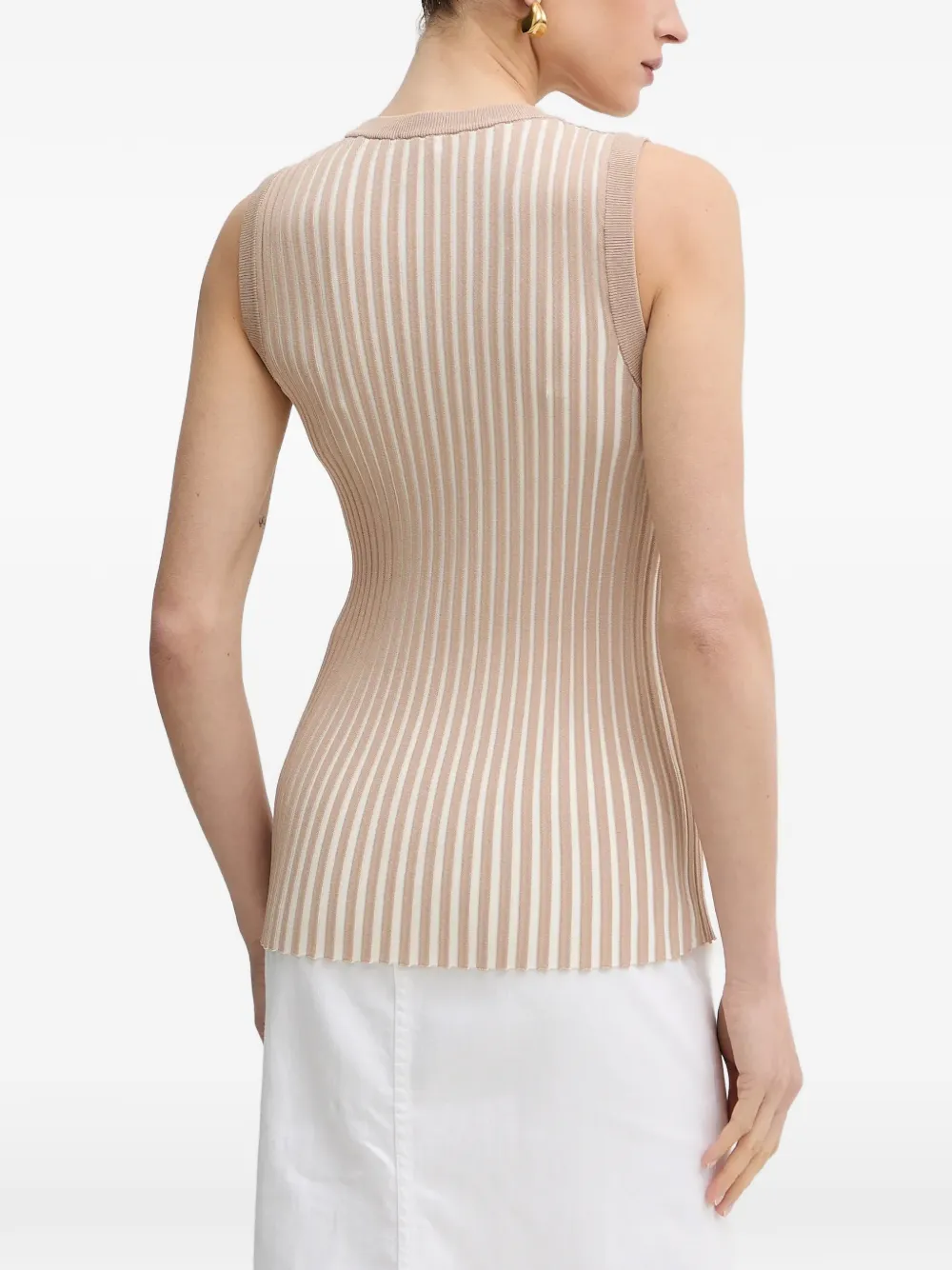 LIU JO Gestreepte tanktop met knopen Beige