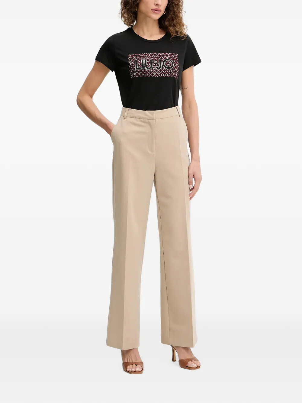 LIU JO embellished T-shirt Zwart