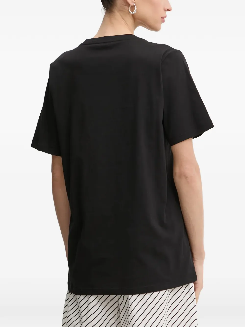 LIU JO logo-embroidered T-shirt Zwart