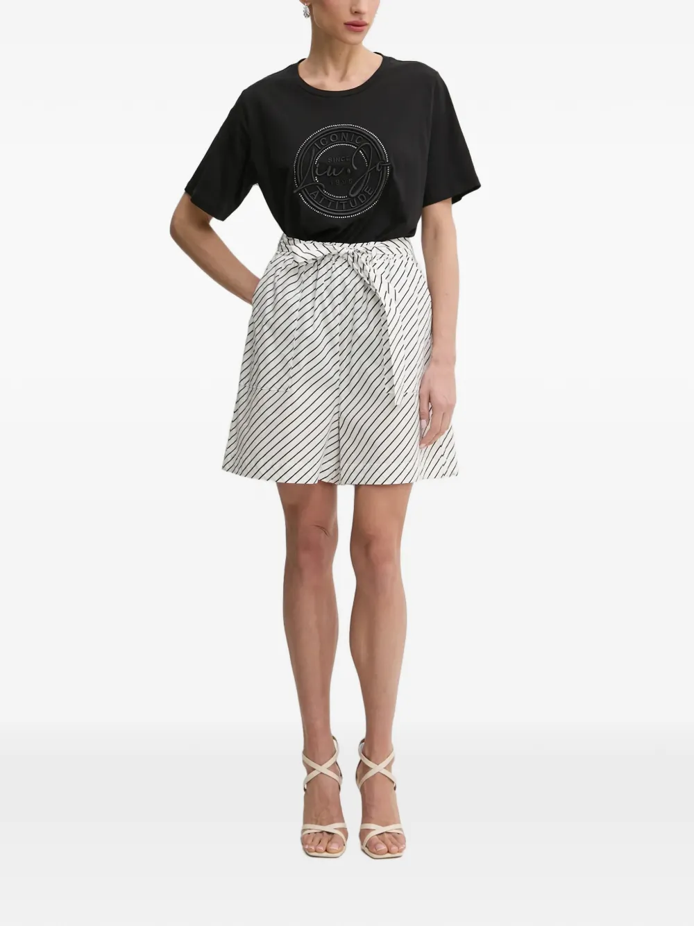 LIU JO logo-embroidered T-shirt Zwart