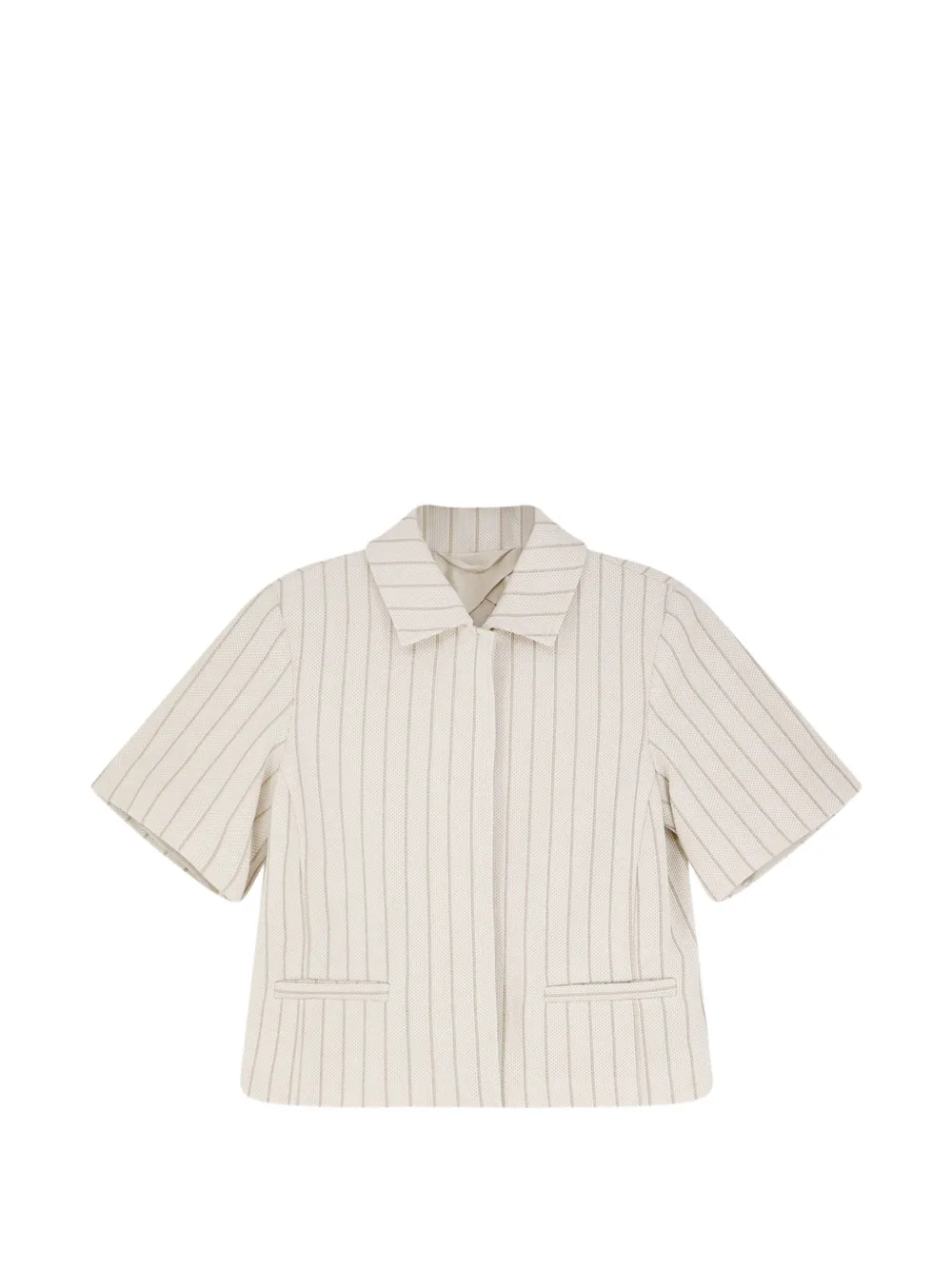 Max Mara pinstripe button cotton blazer - Nude