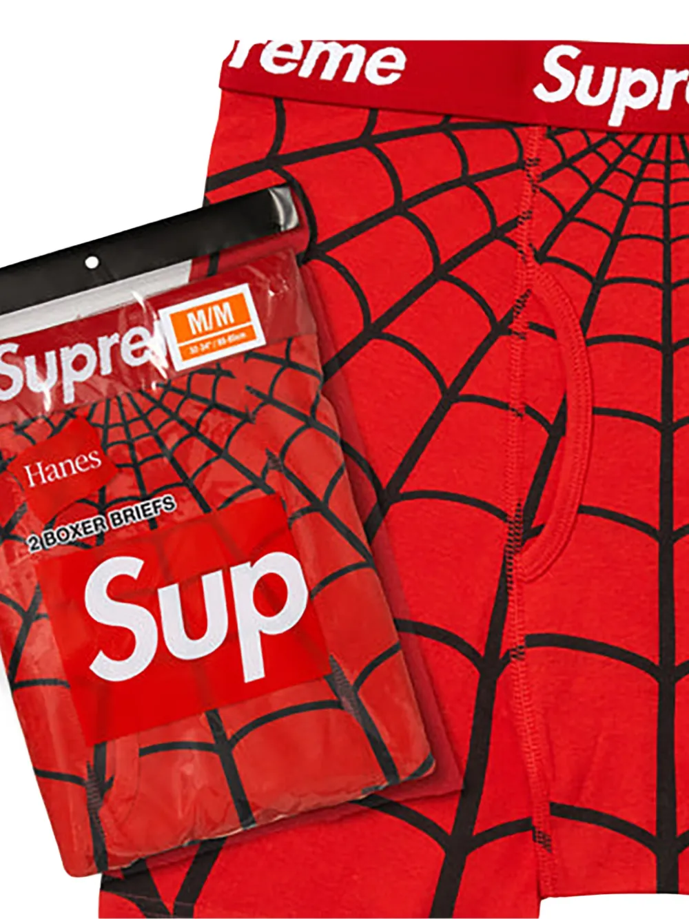  Supreme X Hanes Boxer Spider-man (2 Pezzi) - Rosso 