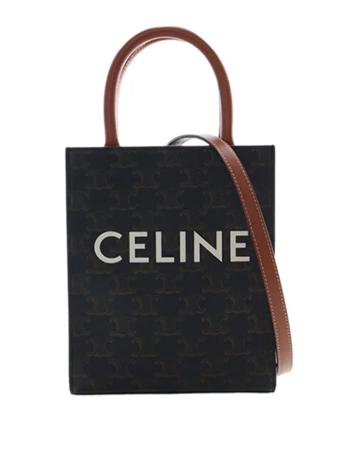 Celine Pre-Owned 2023 Mini Triomphe Coated Canvas Vertical Cabas satchel