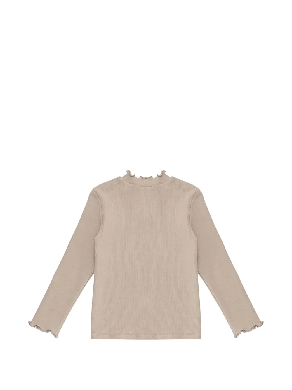 Donsje Wonsy ruffled ribbed-knit top Beige