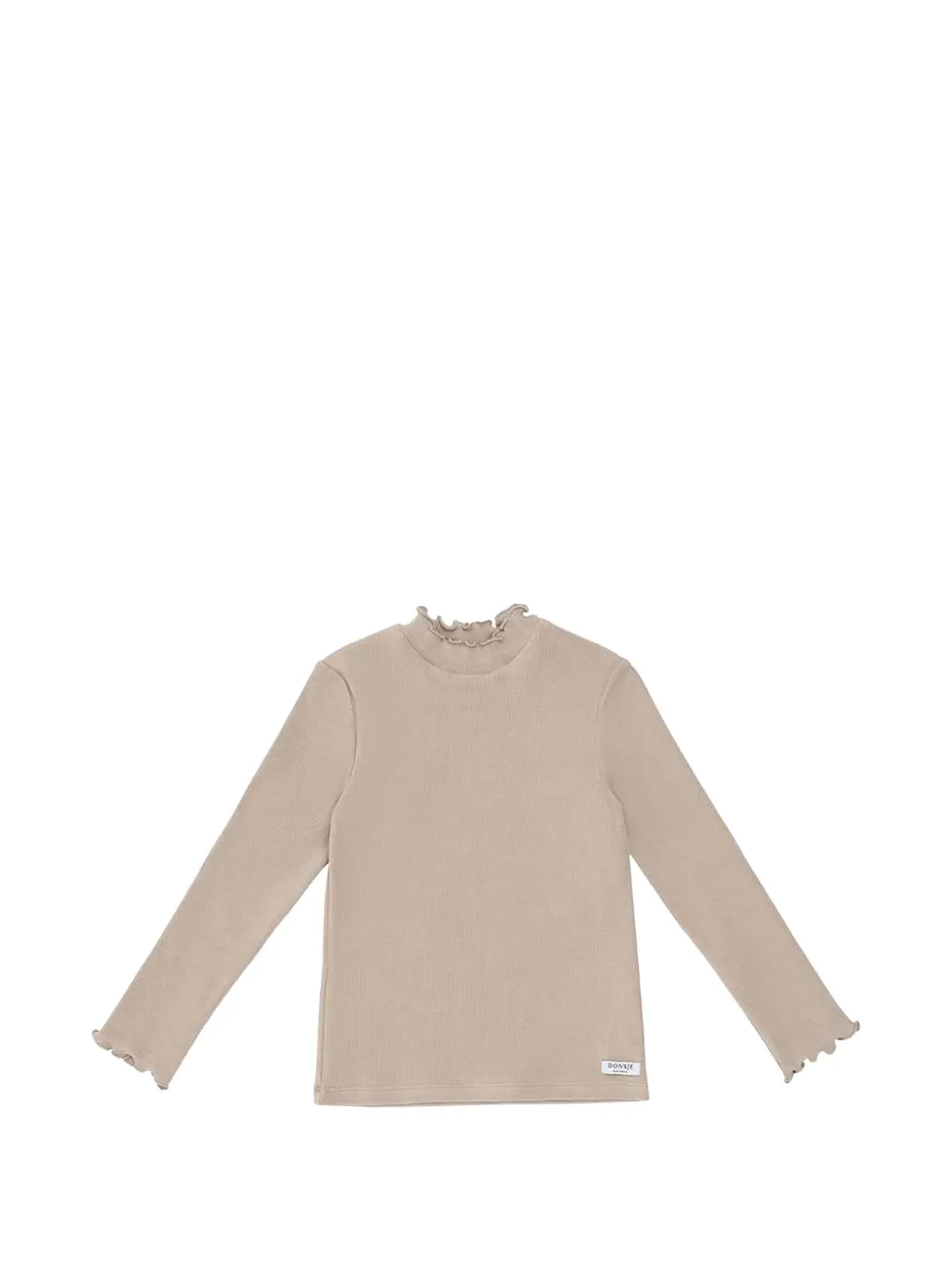 Donsje Wonsy ruffled ribbed-knit top Beige