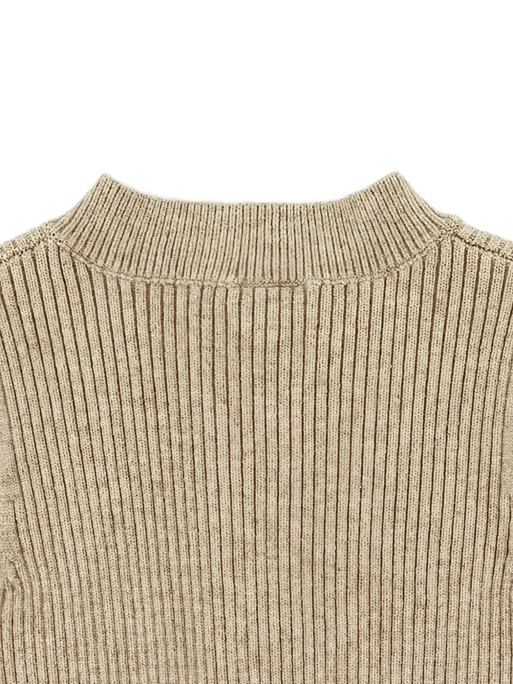 Donsje Geribbelde top met knopen Beige
