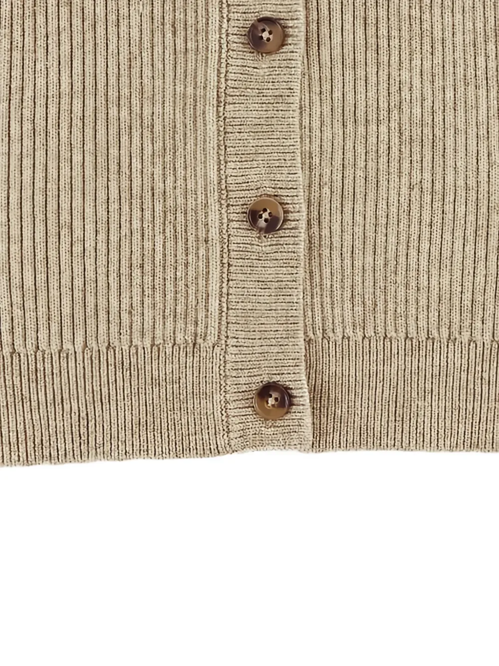 Donsje Geribbelde top met knopen Beige