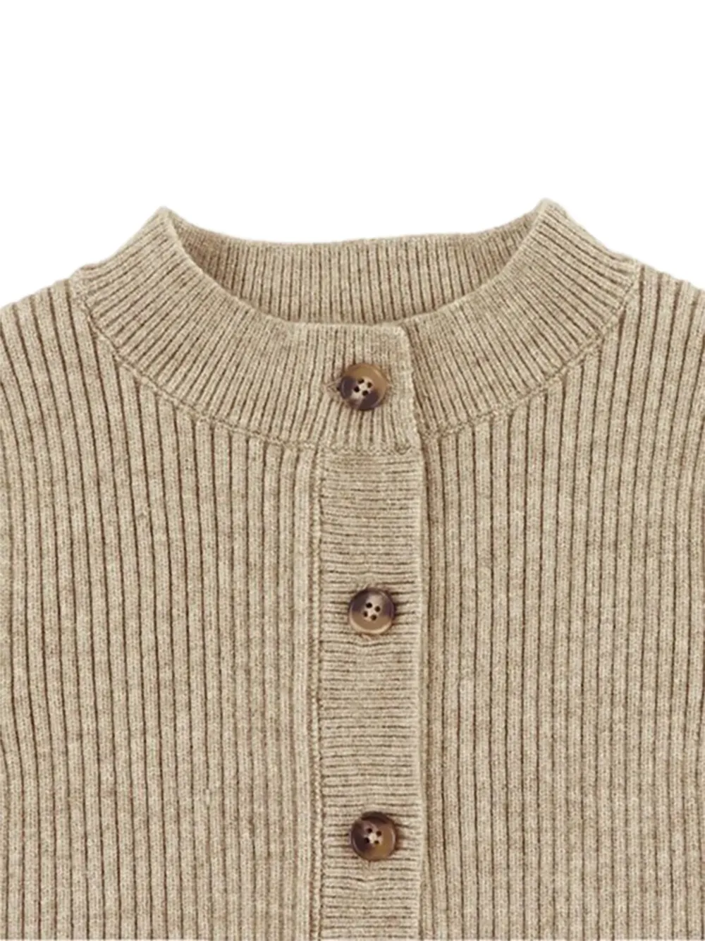Donsje Geribbelde top met knopen Beige