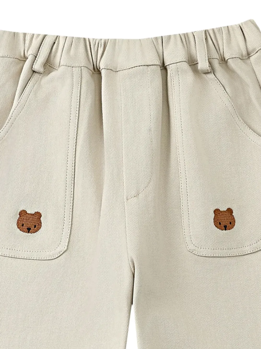 Donsje Kassim bear-embroidered trousers Beige