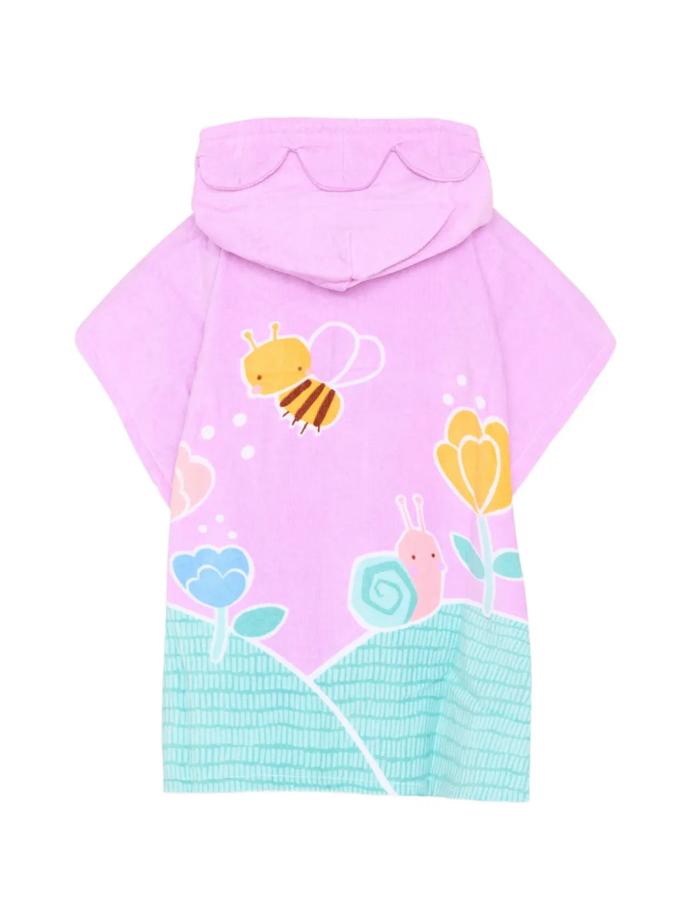 Hooded Print Poncho