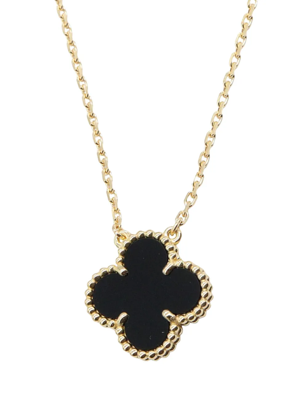  Van Cleef & Arpels Pre-owned 2022-2023 18k Yellow Gold And Onyx Vintage Alhambra Pendant Necklace - Black 