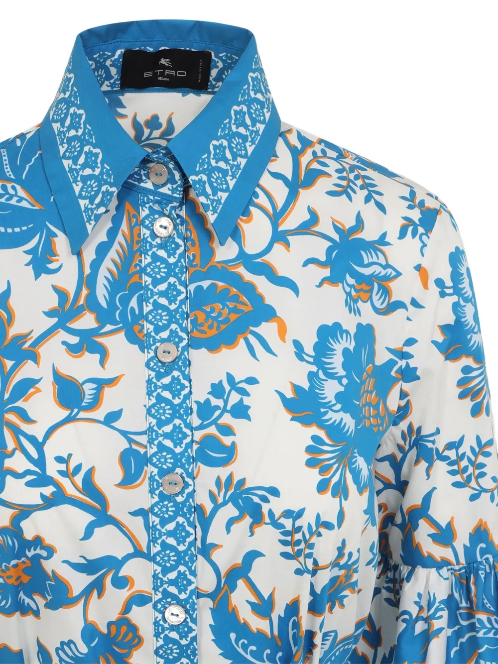 ETRO Mini-jurk met bloemenprint en klokmouwen Blauw