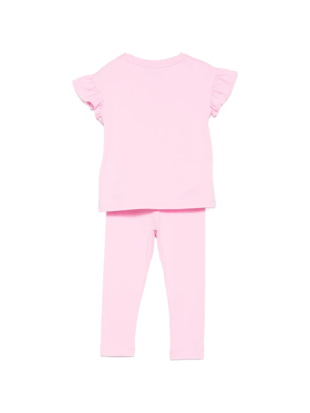 Moschino Kids Leggingset met ruches en teddy-patroon Roze
