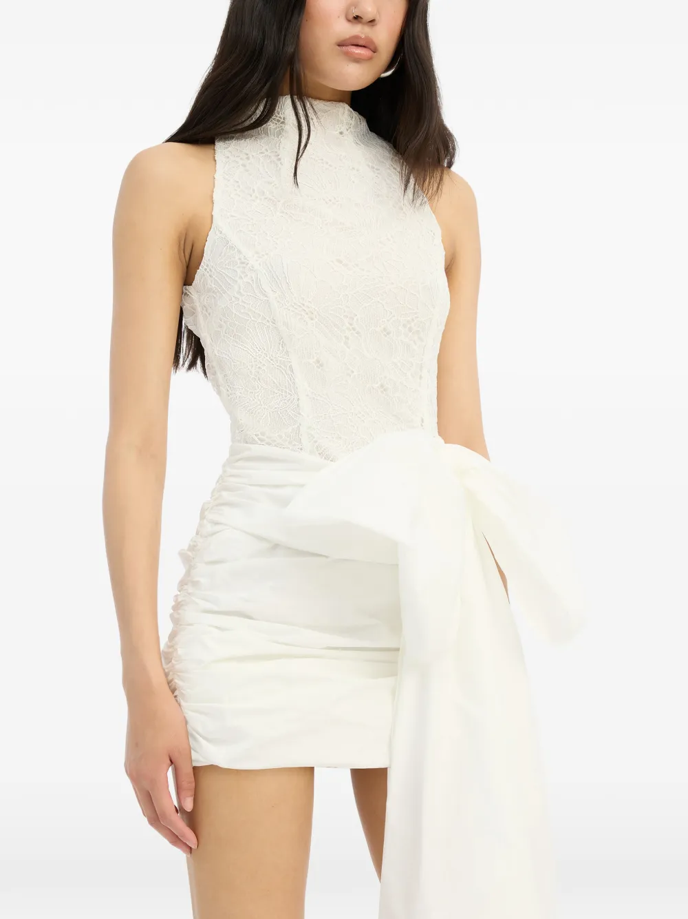 ROTATE BIRGER CHRISTENSEN Mini-jurk met strik van kant Wit