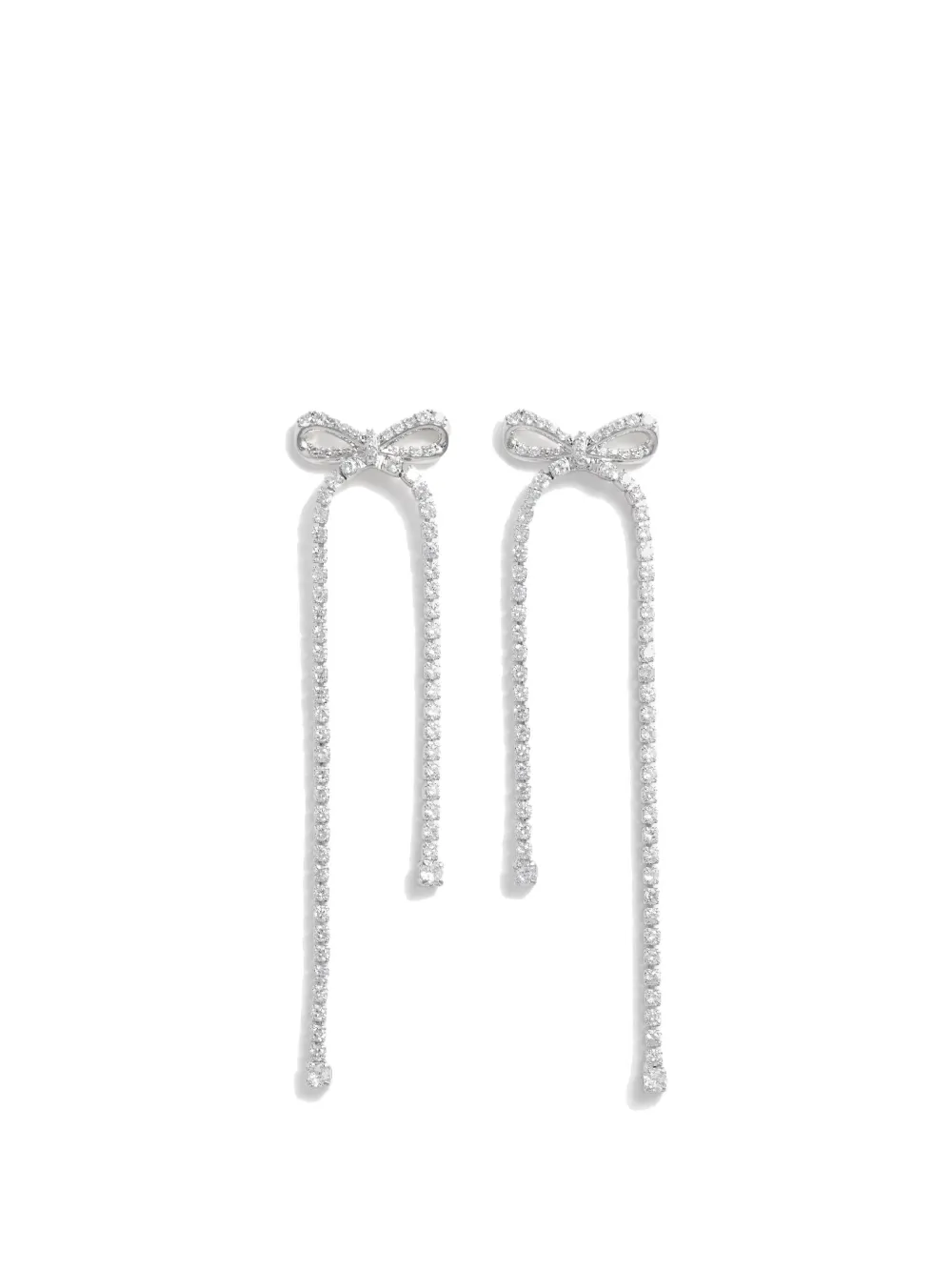 Self-Portrait crystal bow earrings - Argento