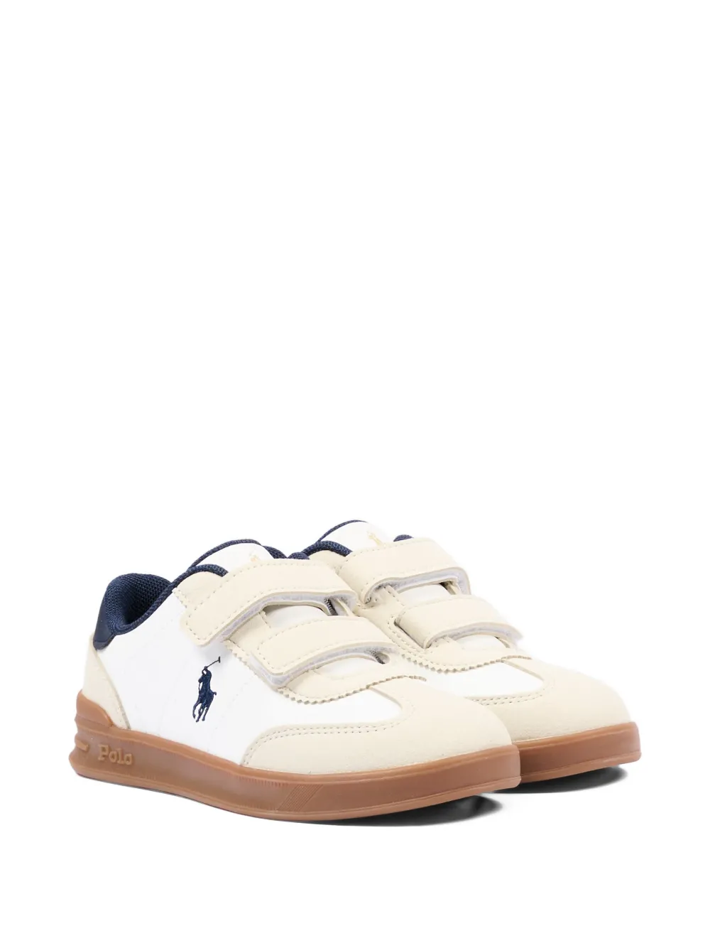 POLO RALPH LAUREN KIDS logo-embroidered hook loop sneakers - Bianco
