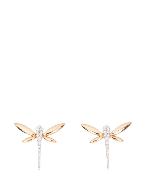 Anapsara aretes Dragonfly pequeños con diamante