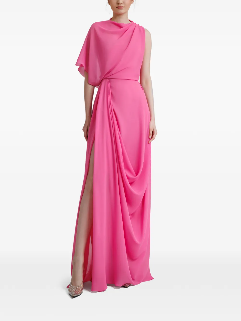 Gemy Maalouf Gedrapeerde avondjurk Roze