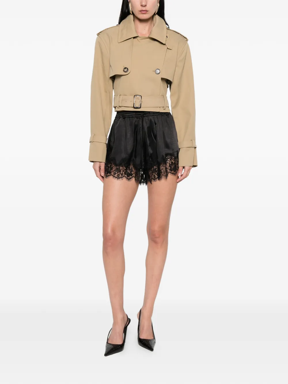  Self-portrait Lace-trim Shorts - Black 