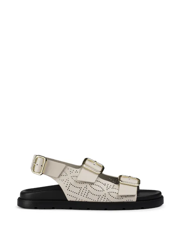 Doucal's Buckle Leather Sandals in Neutrals