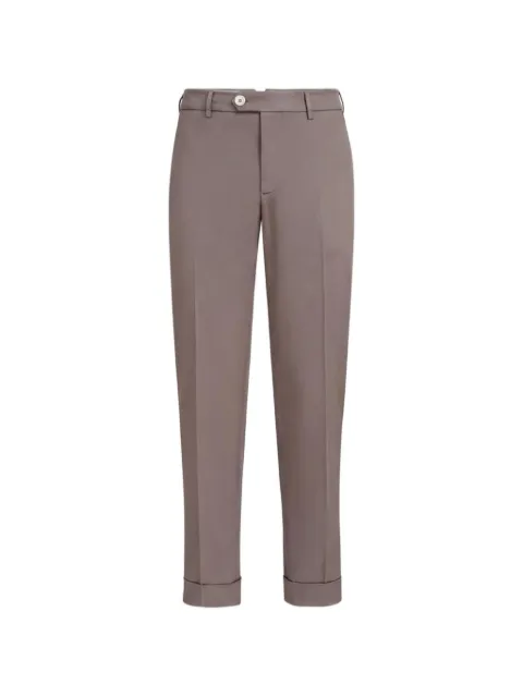 Brunello Cucinelli Italia Fit pressed-crease turn-up cotton trousers