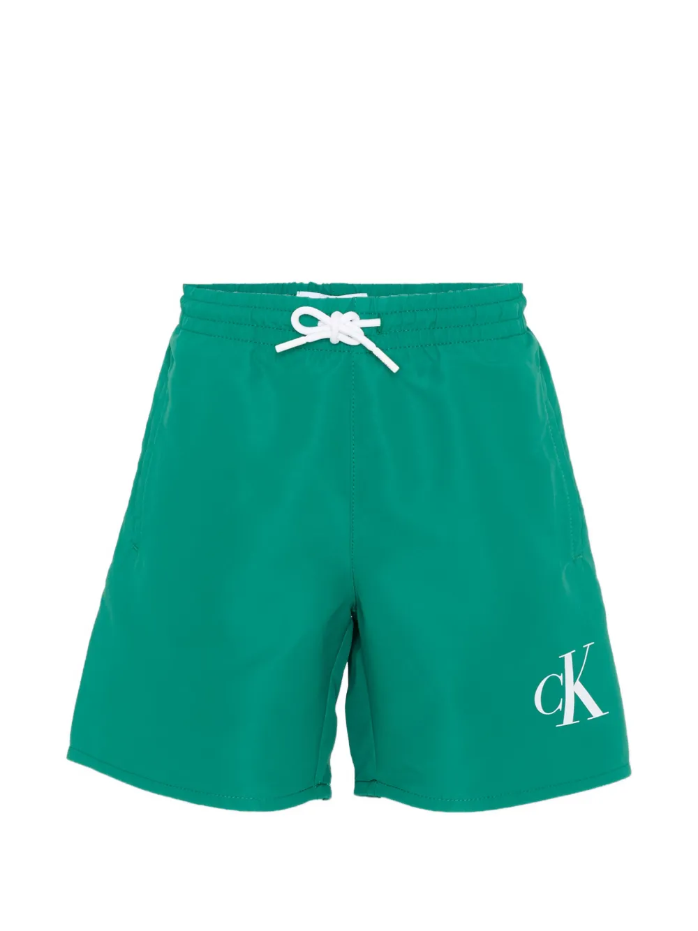 Calvin Klein Kids logo boxer swimming trunks - Verde