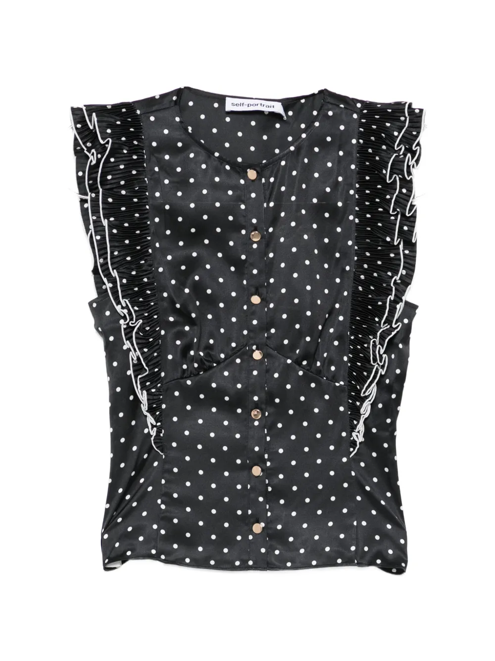 Self-Portrait ruffled polka-dot top - Nero