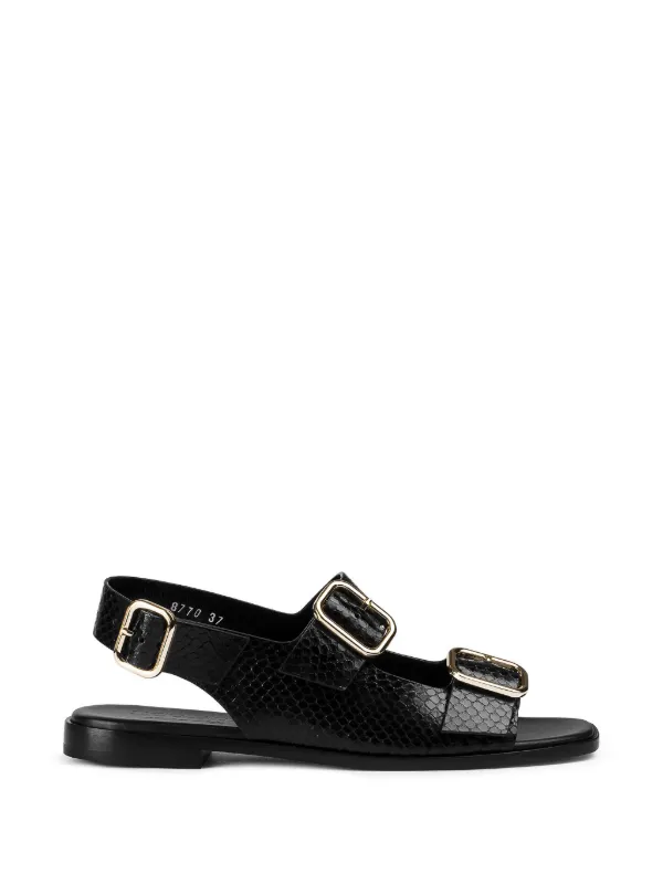 Doucal's Python-printed Leather Sandals in Black