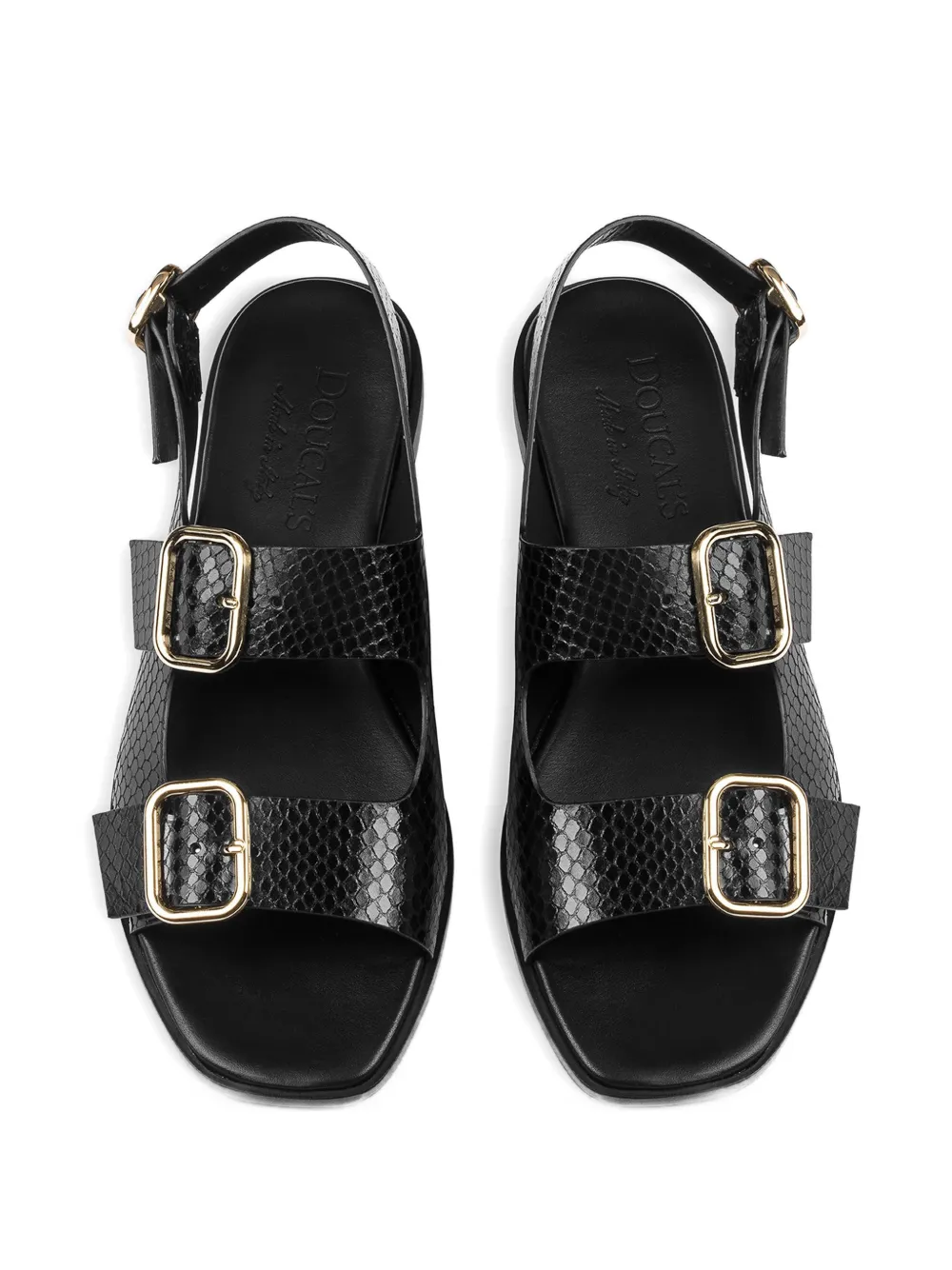 Doucal's Leren sandalen met pythonprint Zwart