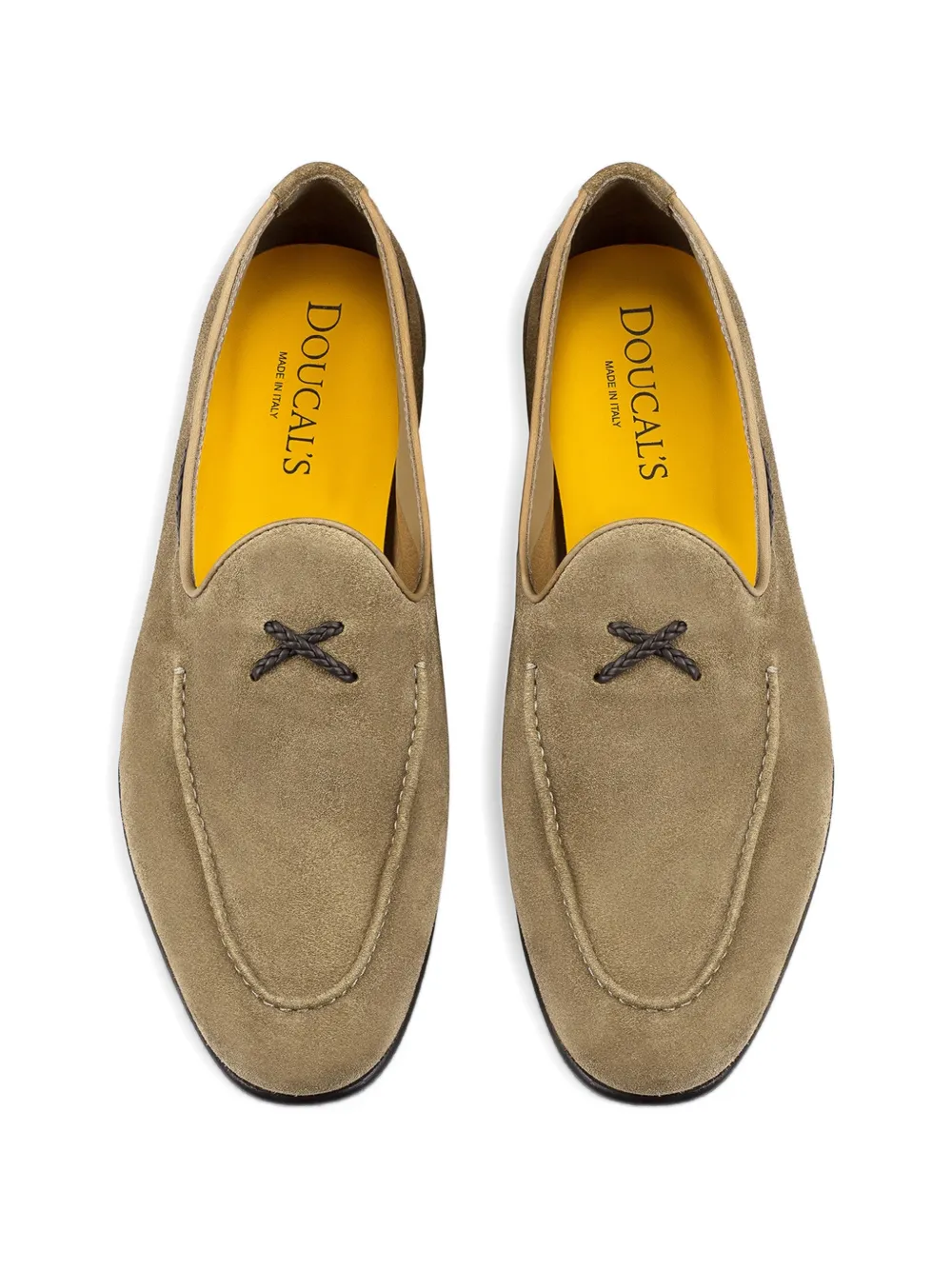 Doucal's braided-lace suede loafers Beige