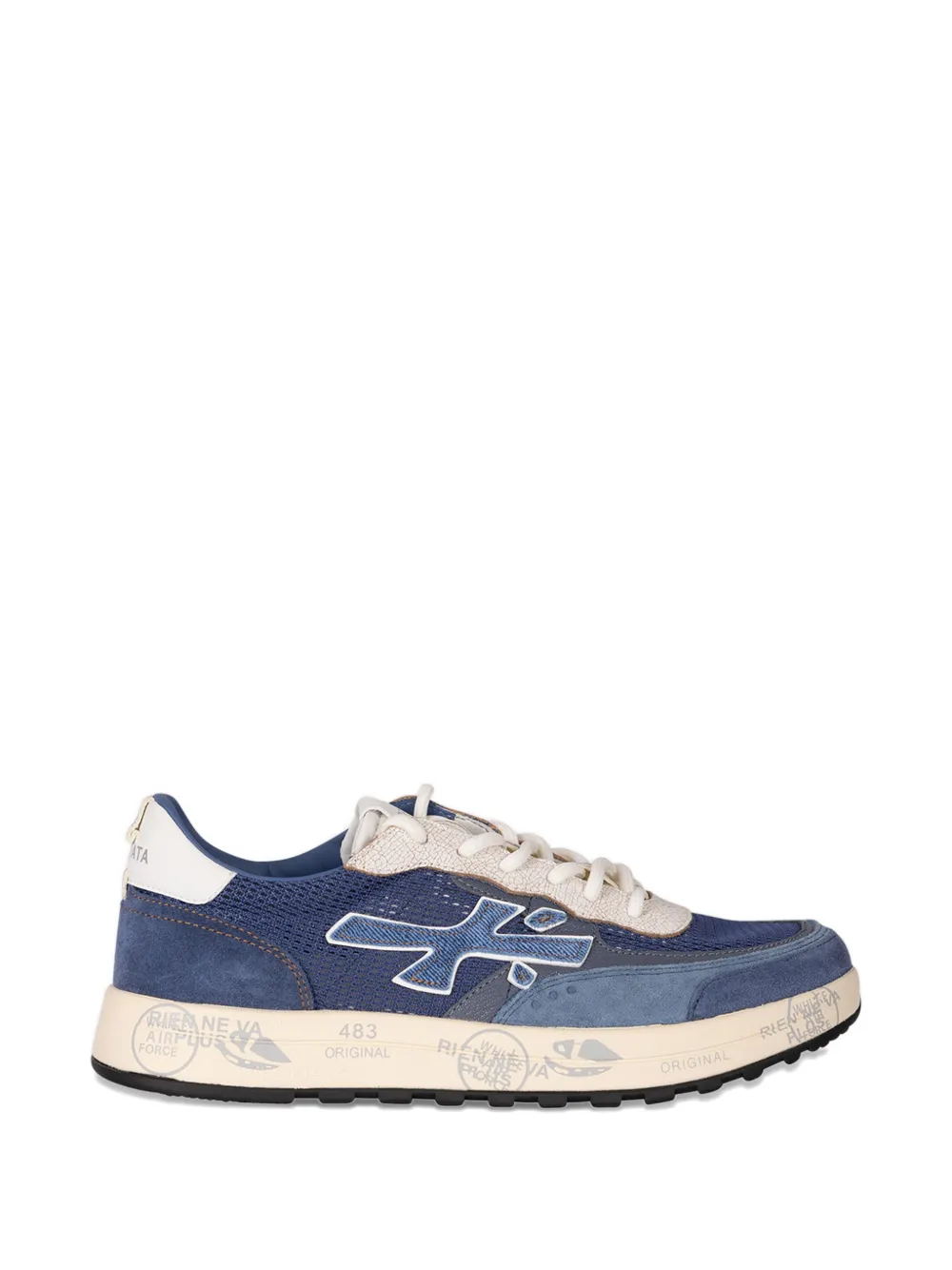 Premiata Nous 8067 appliqué panelled sneakers Blauw