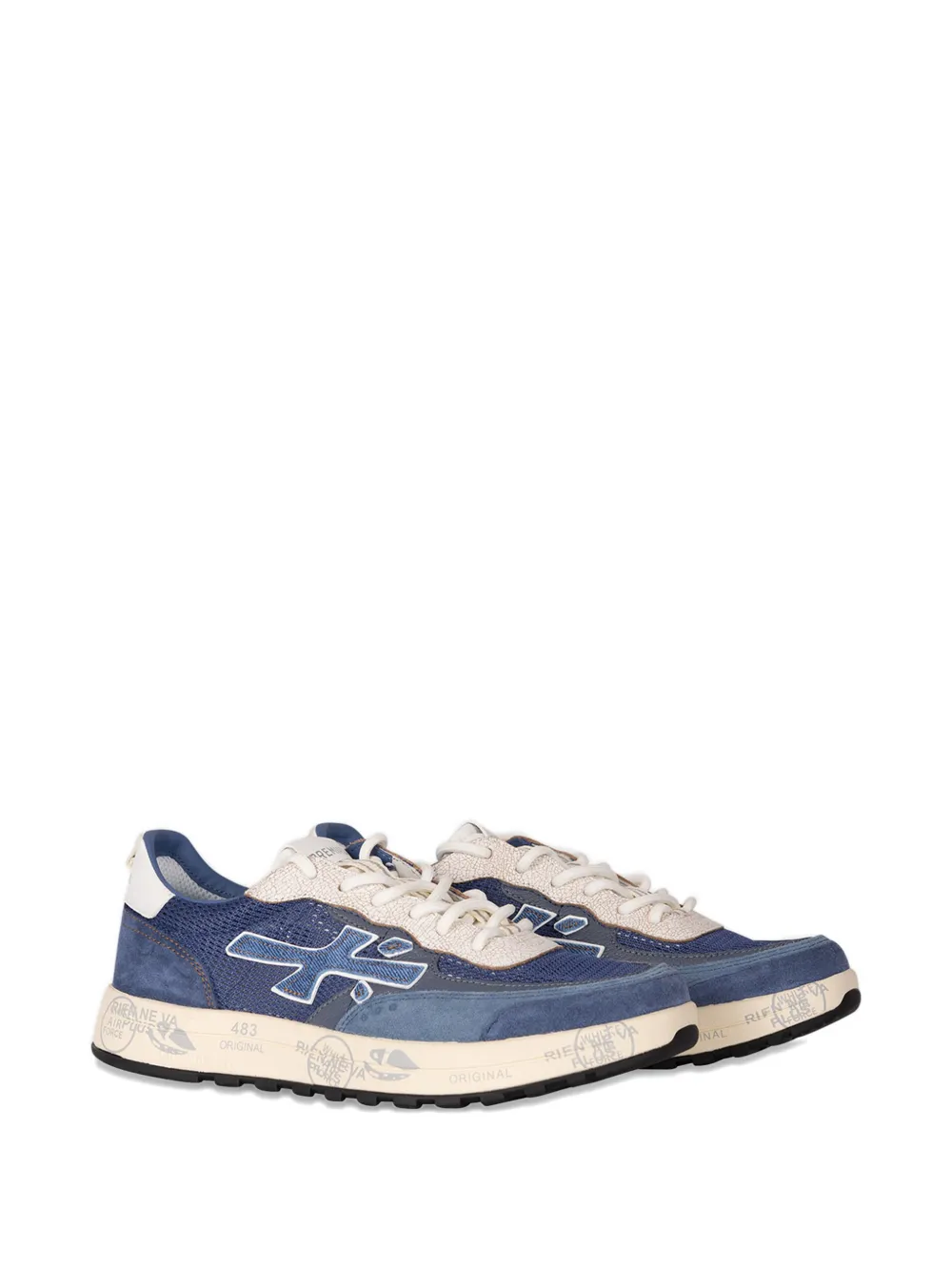 Premiata Nous 8067 appliqué panelled sneakers Blauw