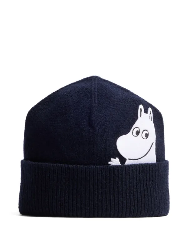 Patou X Moomin Ribbed Beanie Hat in Blue