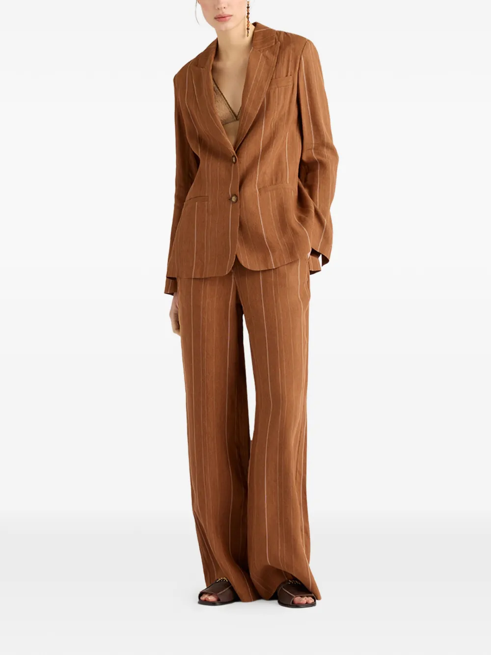  Momoni Pinstripe Two-button Blazer - Brown 