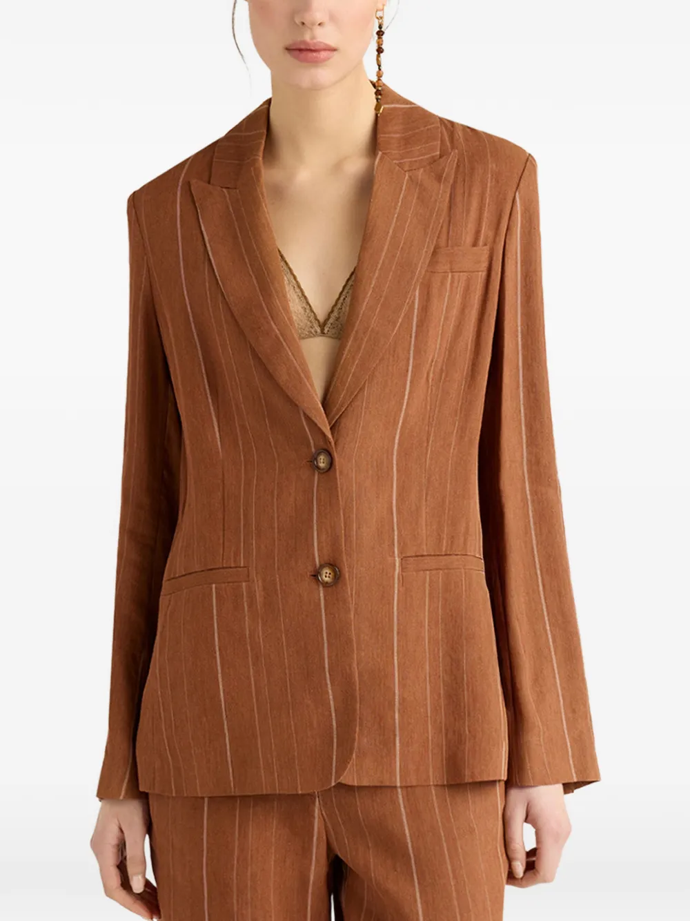  Momoni Pinstripe Two-button Blazer - Brown 