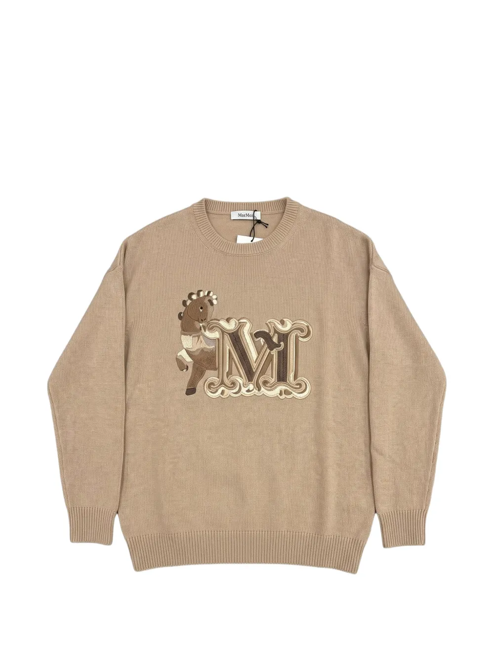 Max Mara logo-embroidered sweater Beige