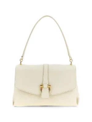 フェラガモ　ホワイトレザー ショルダーバッグ ゴールド金具最終 Ferragamo ロゴバックル ショルダーバッグ | ホワイト | FARFETCH JP