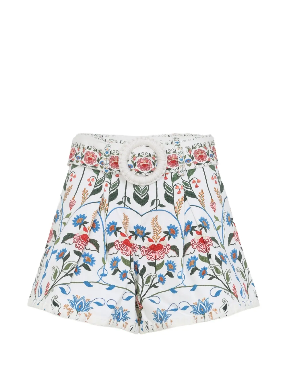 FARM Rio floral belted shorts - Bianco
