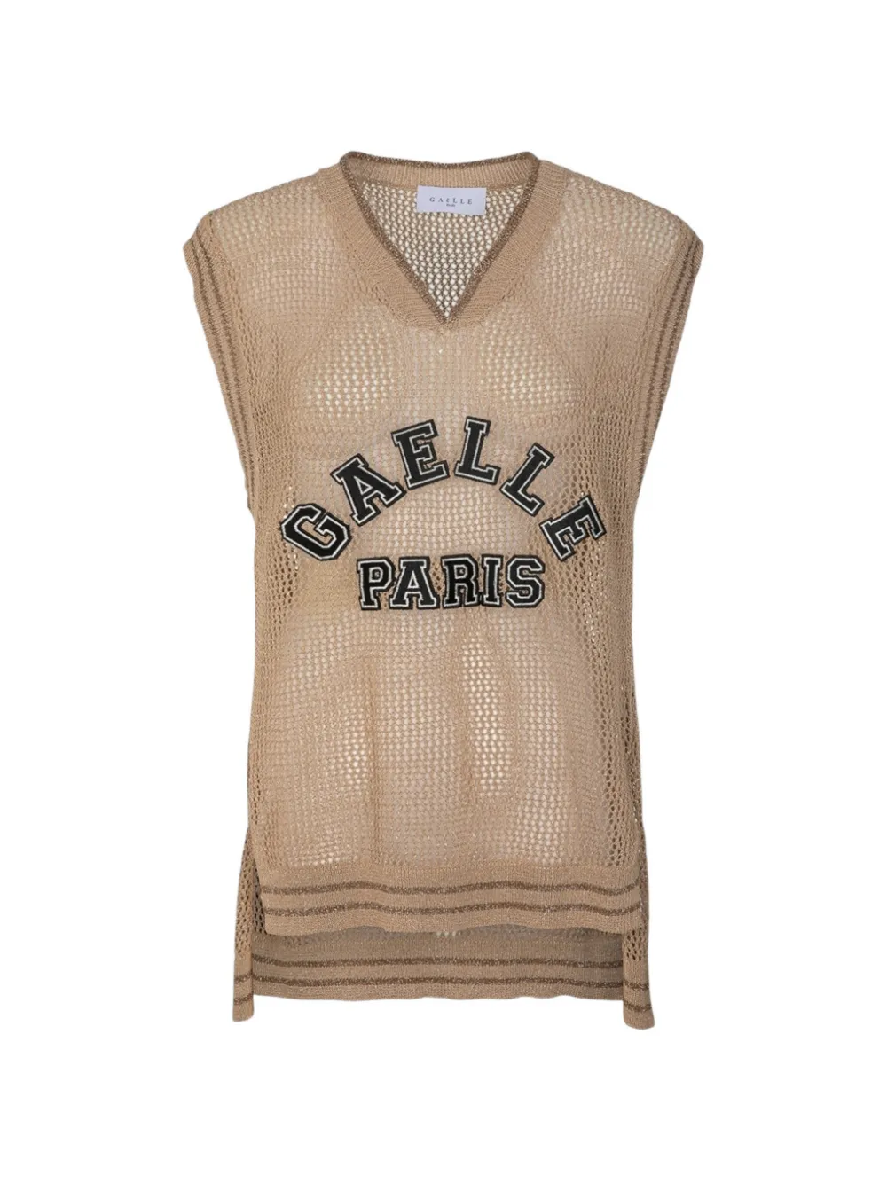 Gaelle logo-patch mesh top - Toni neutri
