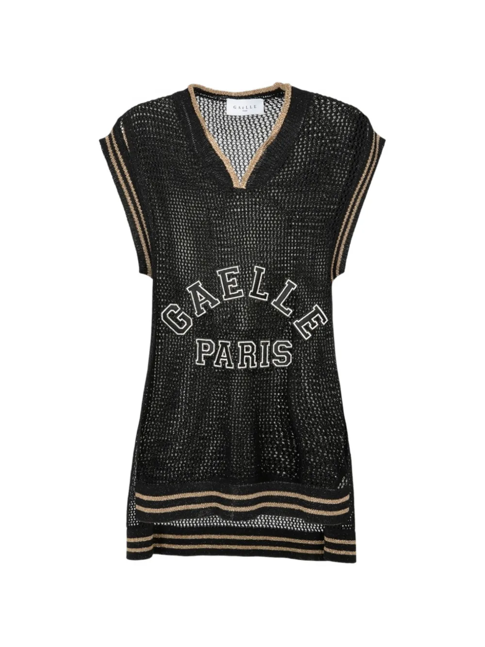 Gaelle mesh logo-patch top - Nero