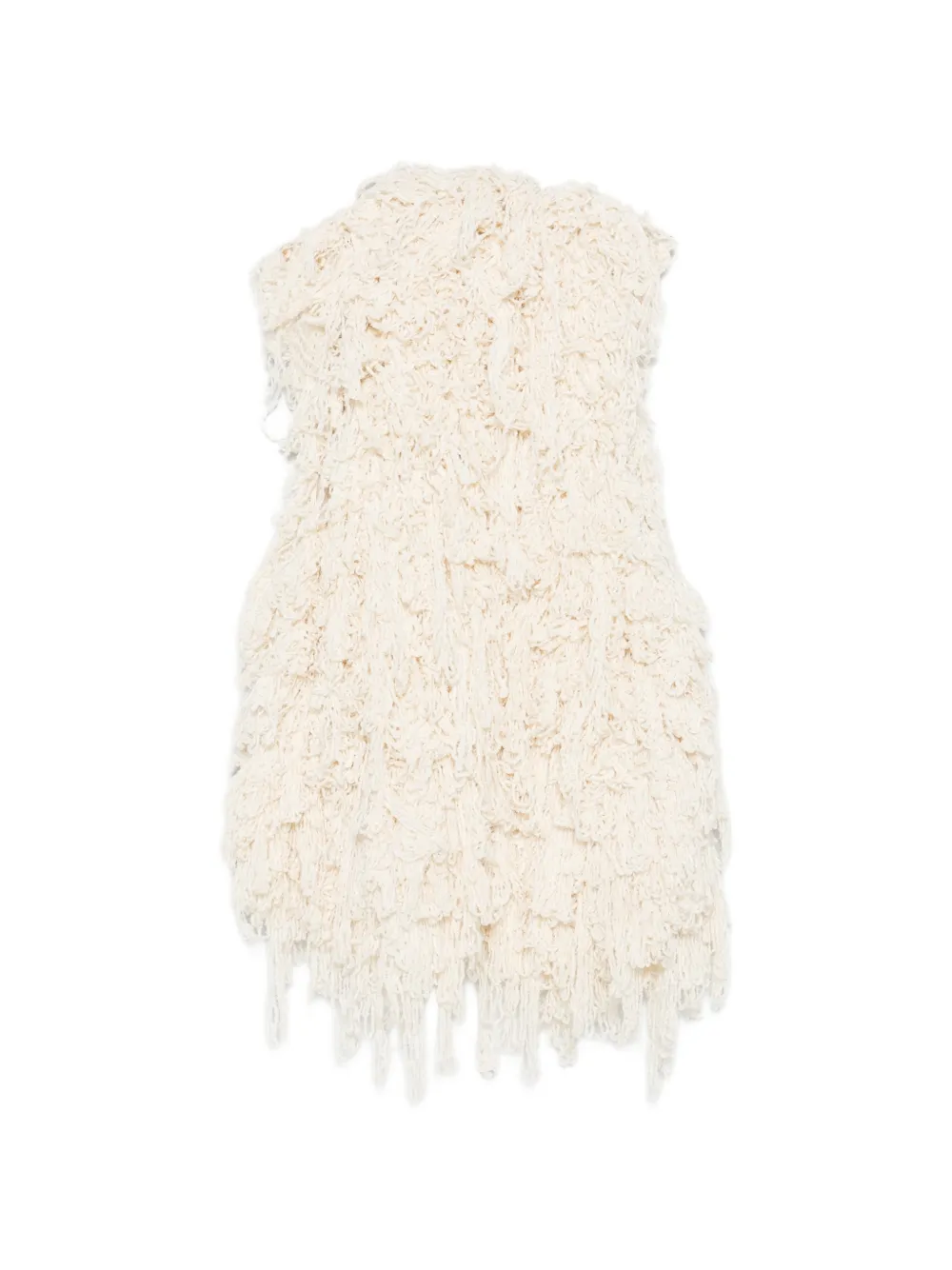 Isabel Benenato Gilet met franje Beige