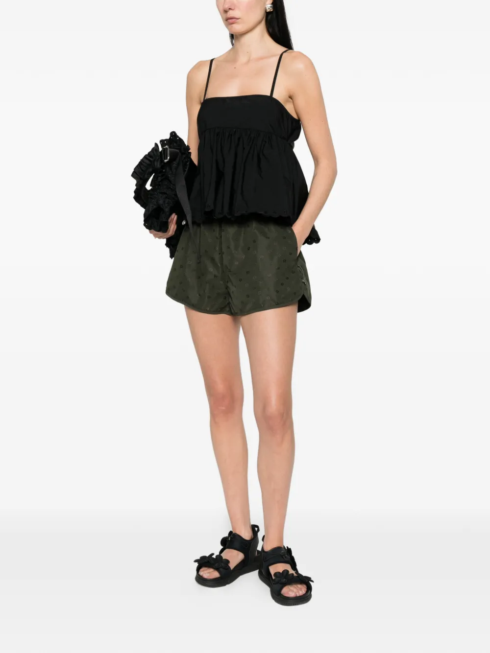 Cecilie Bahnsen Shorts met bloemenprint Groen