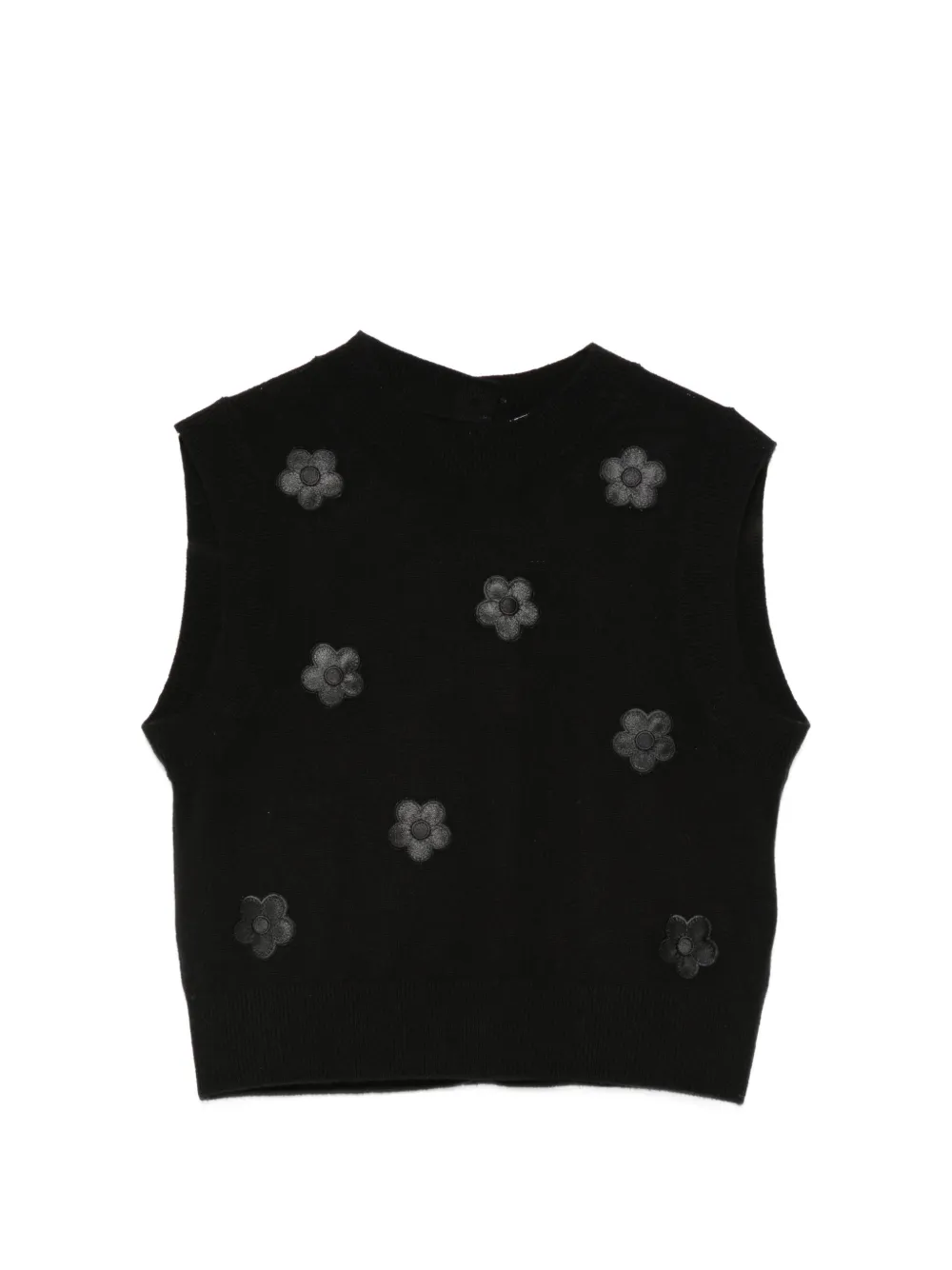 Cecilie Bahnsen floral-appliqué vest - Black