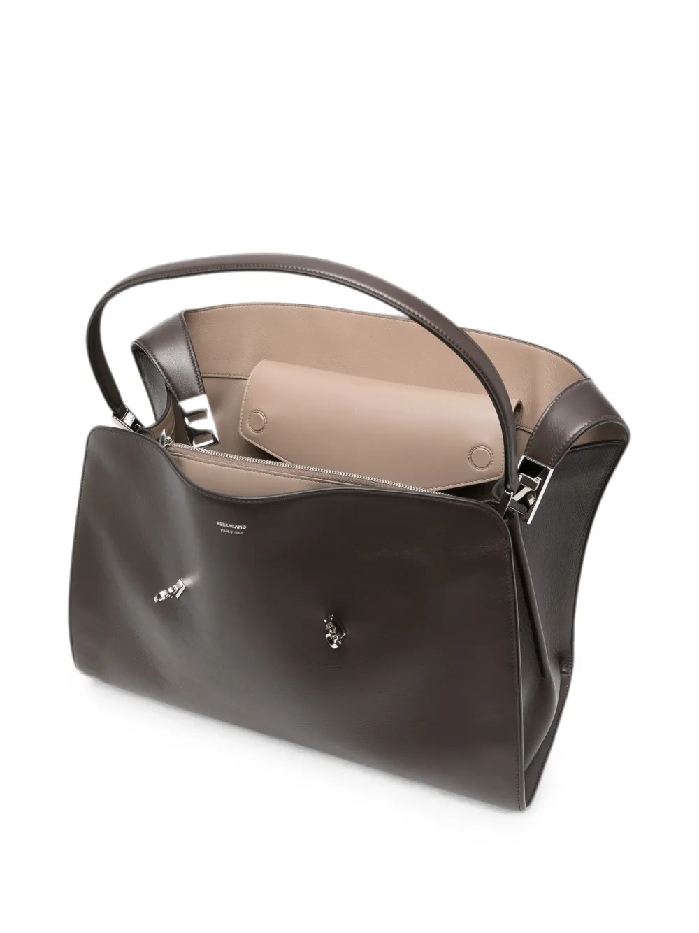 Ferragamo Grote Hug Soft tweekleurige schoudertas Bruin