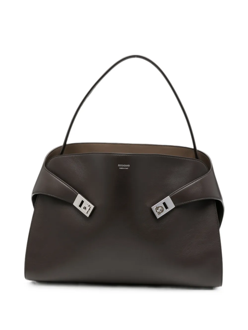 Ferragamo Hug Soft bi-color calfskin shoulder bag - Marrone