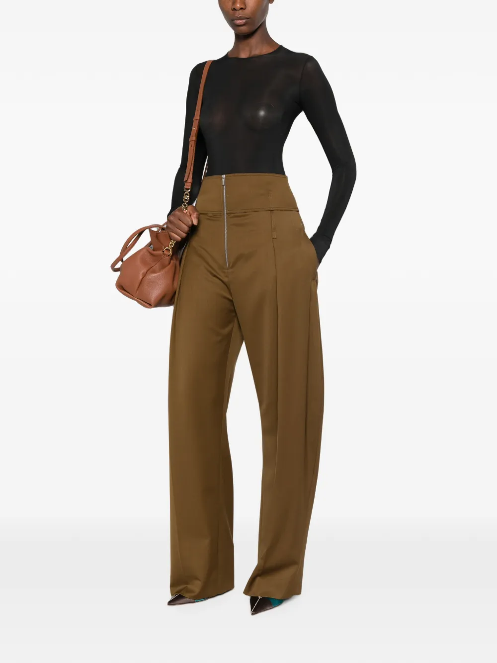 Ferragamo High waist broek Bruin